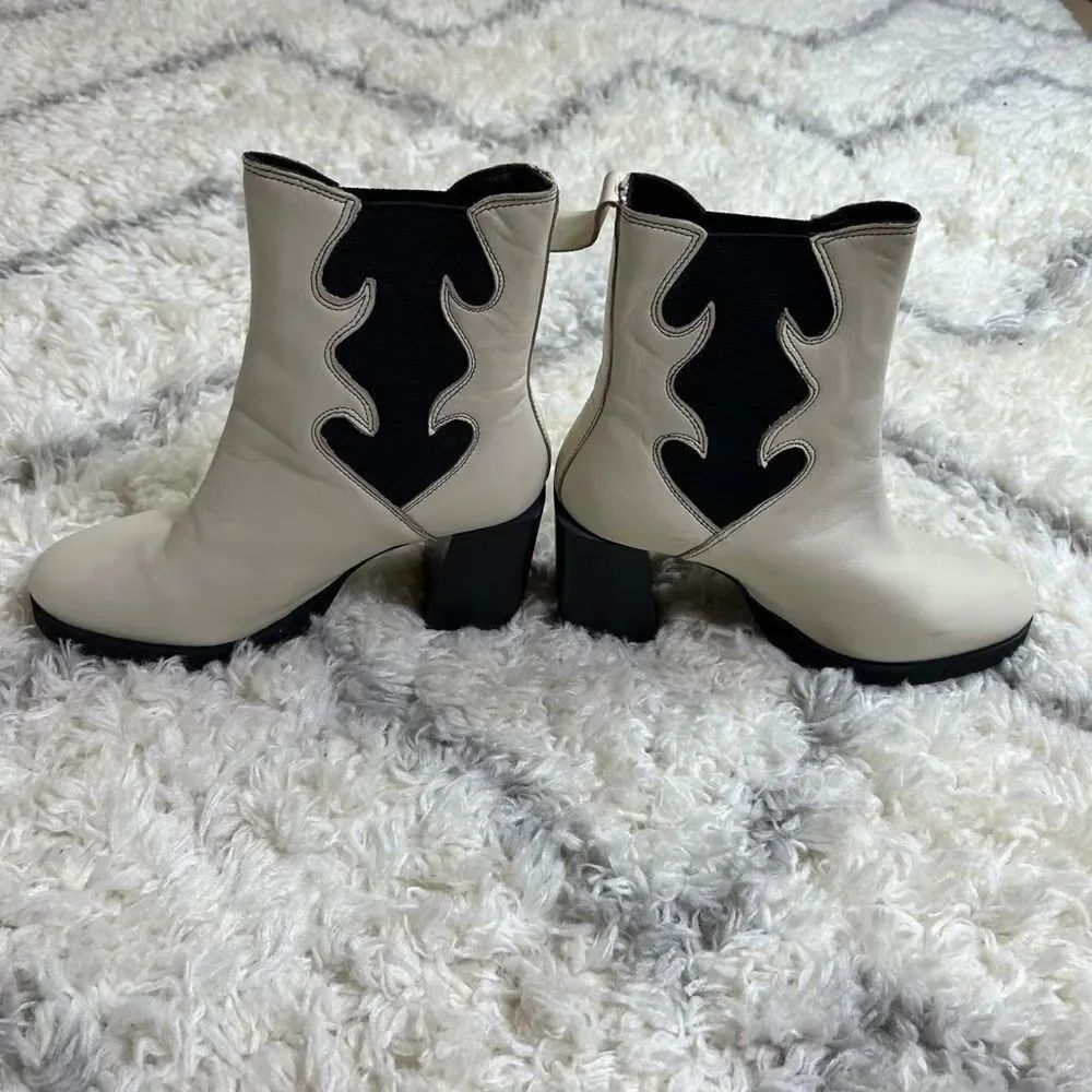 Nasty Gal Black and Cream Heeled Boots NWOT